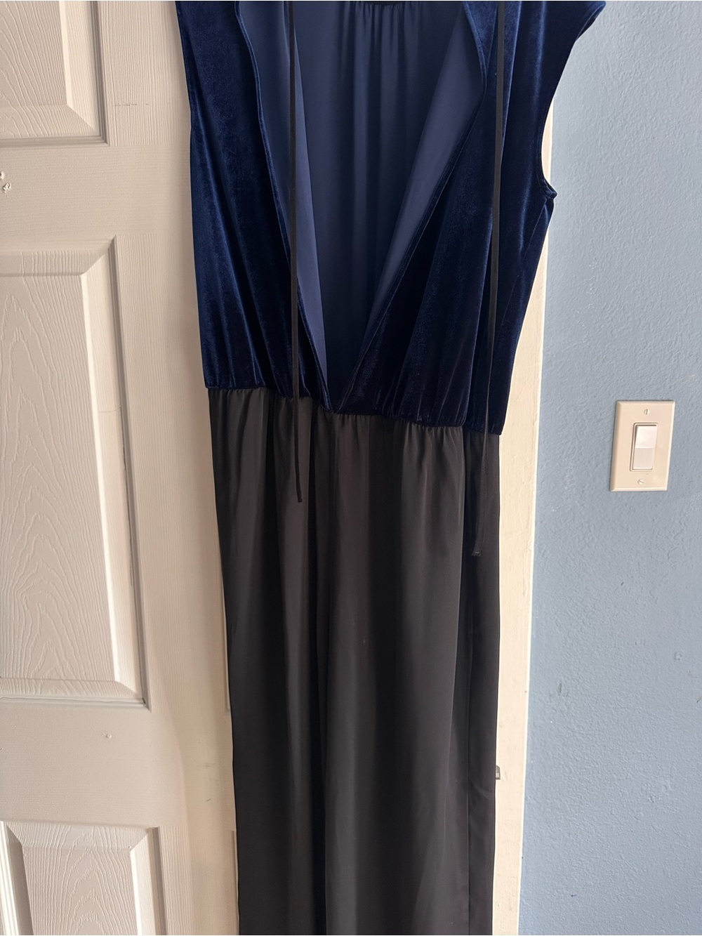 Zara Navy Velvet Bodice Black jumpsuit